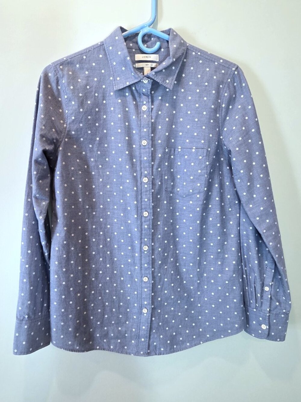 J. Crew Boy Fit Blue & White Polka Dot Shirt Size 2